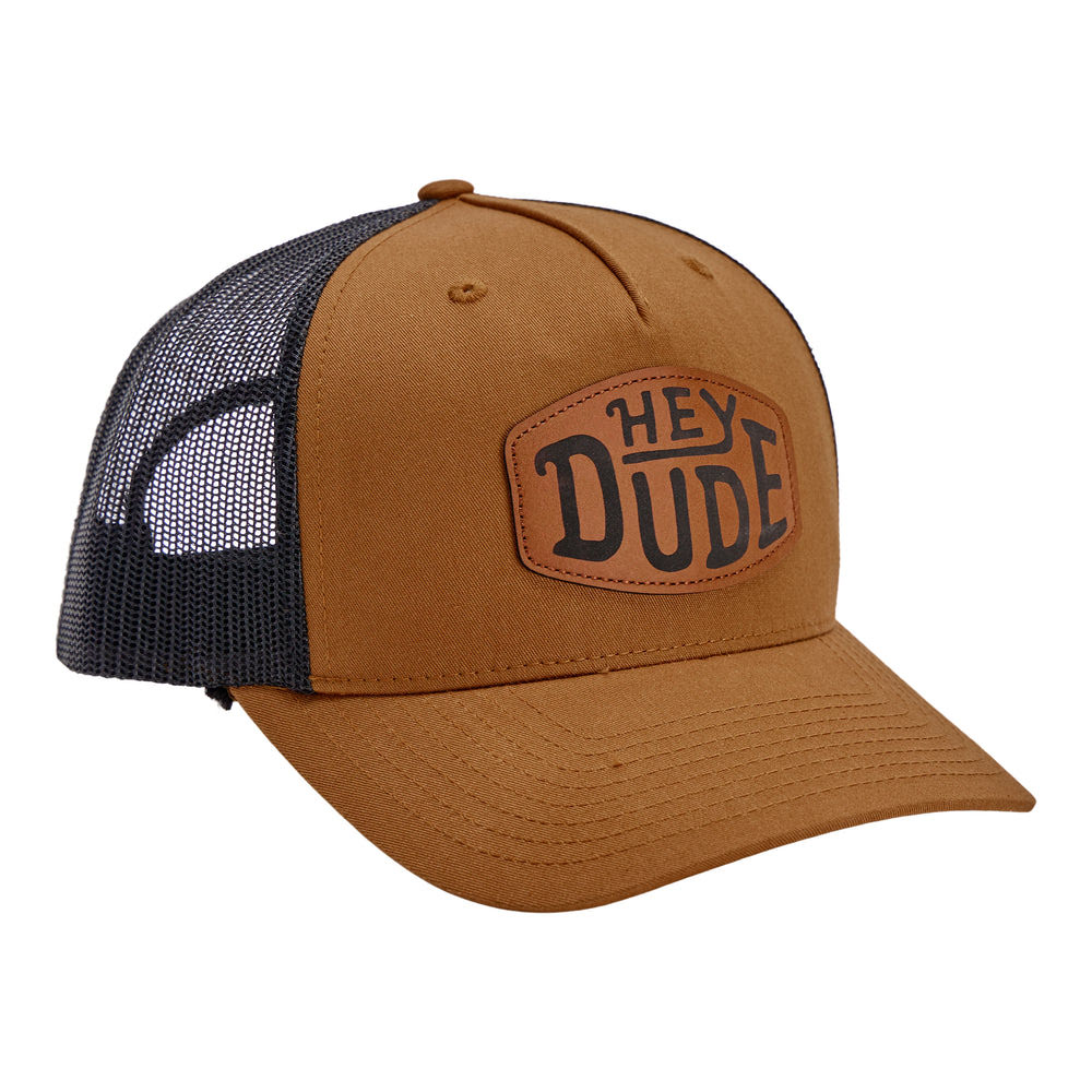 Leather Buckle Patch Trucker - Coyote Brown