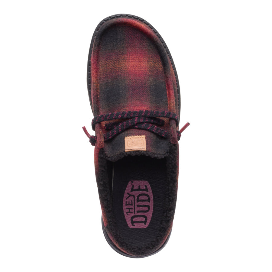 Wally Slip Cozy Plaid - Red Plaid/Black