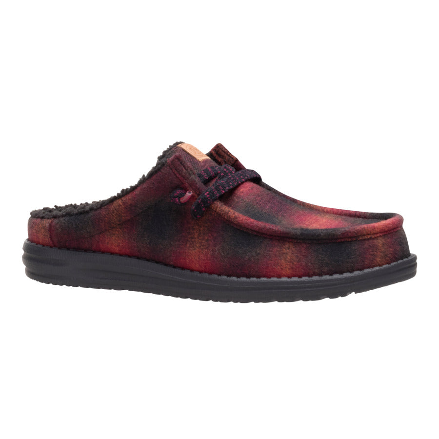 Wally Slip Cozy Plaid - Red Plaid/Black